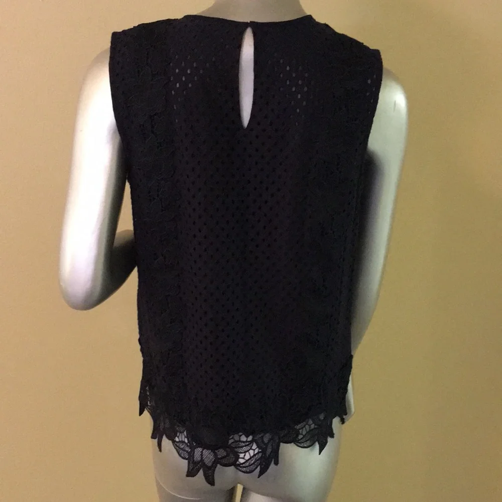 ANN TAYLOR | Mixed Lace Shell / Lace Top - Picture 7 of 10